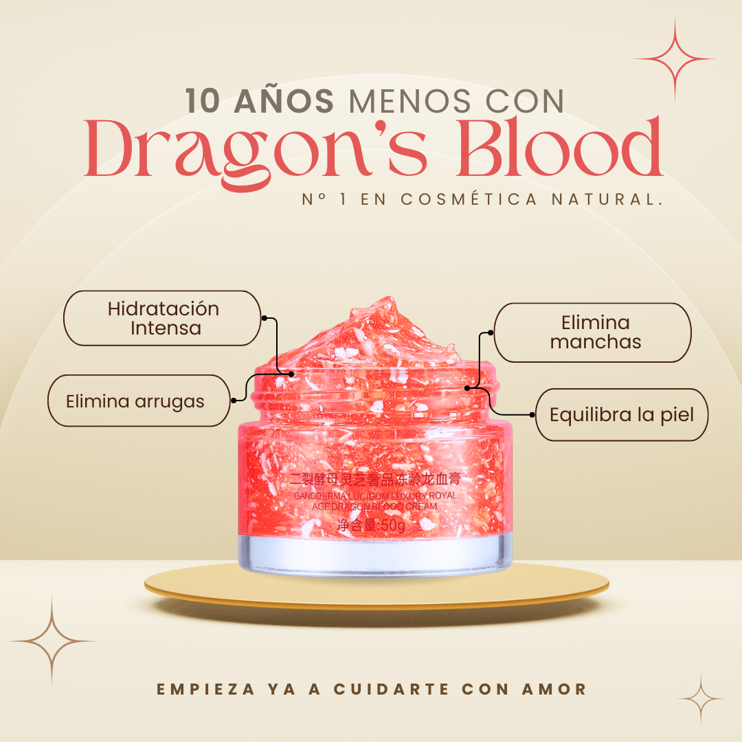 Envase de la crema facial rejuvenecedora Dragon's Blood para revitalizar la piel y reducir signos de envejecimiento